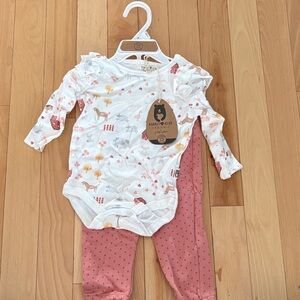 Roasted Bear Kids Matching Set - White and Pink